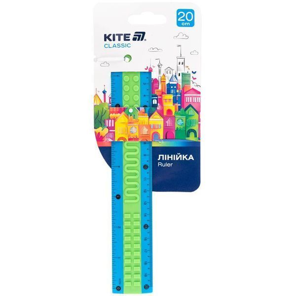 Лінійка пластикова 20см Kite Classic, синьо-зелена K-1268-4 фото