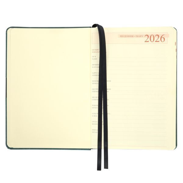 Щоденник А5 Leo Planner датований 2026 "Persona", твердий, смарагдовий, 368 сторінок 252664 фото