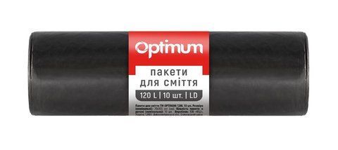 Пакеты для мусора, п/е, 70*105, 20 мкм, черные, LD, 120л/10шт OPTIMUM PRO SERVICE pr.16118100 фото