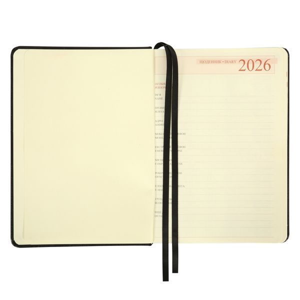 Щоденник А5 Leo Planner датований 2026 "Persona", твердий, чорний, 368 сторінок 252665 фото