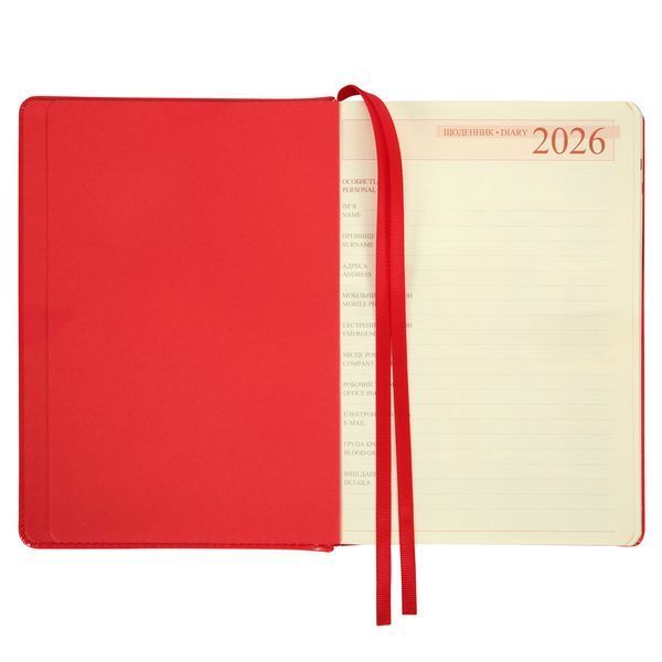 Ежедневник А5 Leo Planner датированный 2026 "City", твердый, красный, 368 страниц 252666 фото